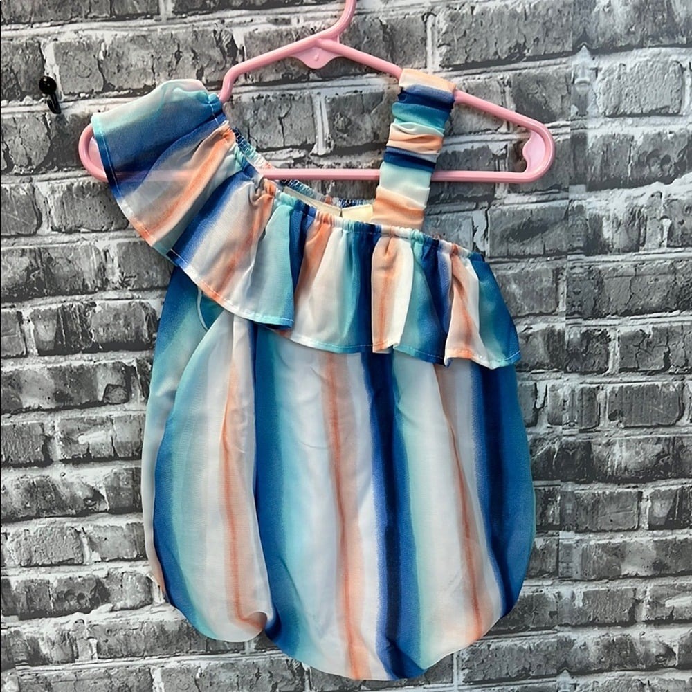 Striped Ruffle Baby Romper‎